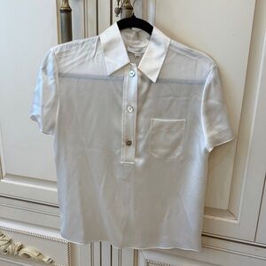 VINCE PEARL COLOR SILK SIZE XS BUTTON DOWN SHORT SLEEVE TOP